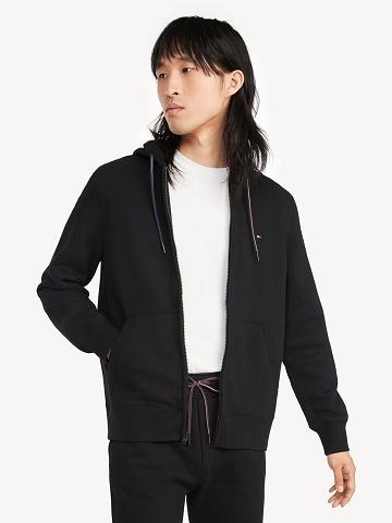 Férfi Tommy Hilfiger Essential zip Hoodies Fekete | HU 1228UZG